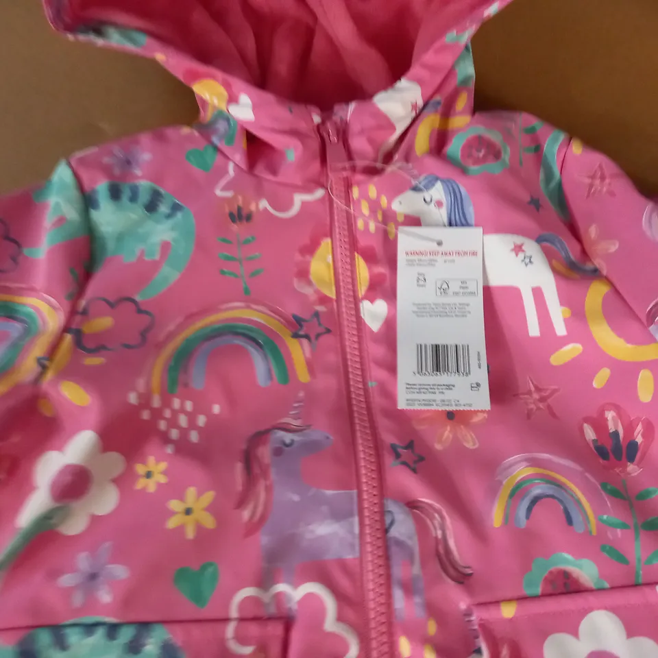F&F KIDS PINK UNICORN COAT - 2/3 YEARS