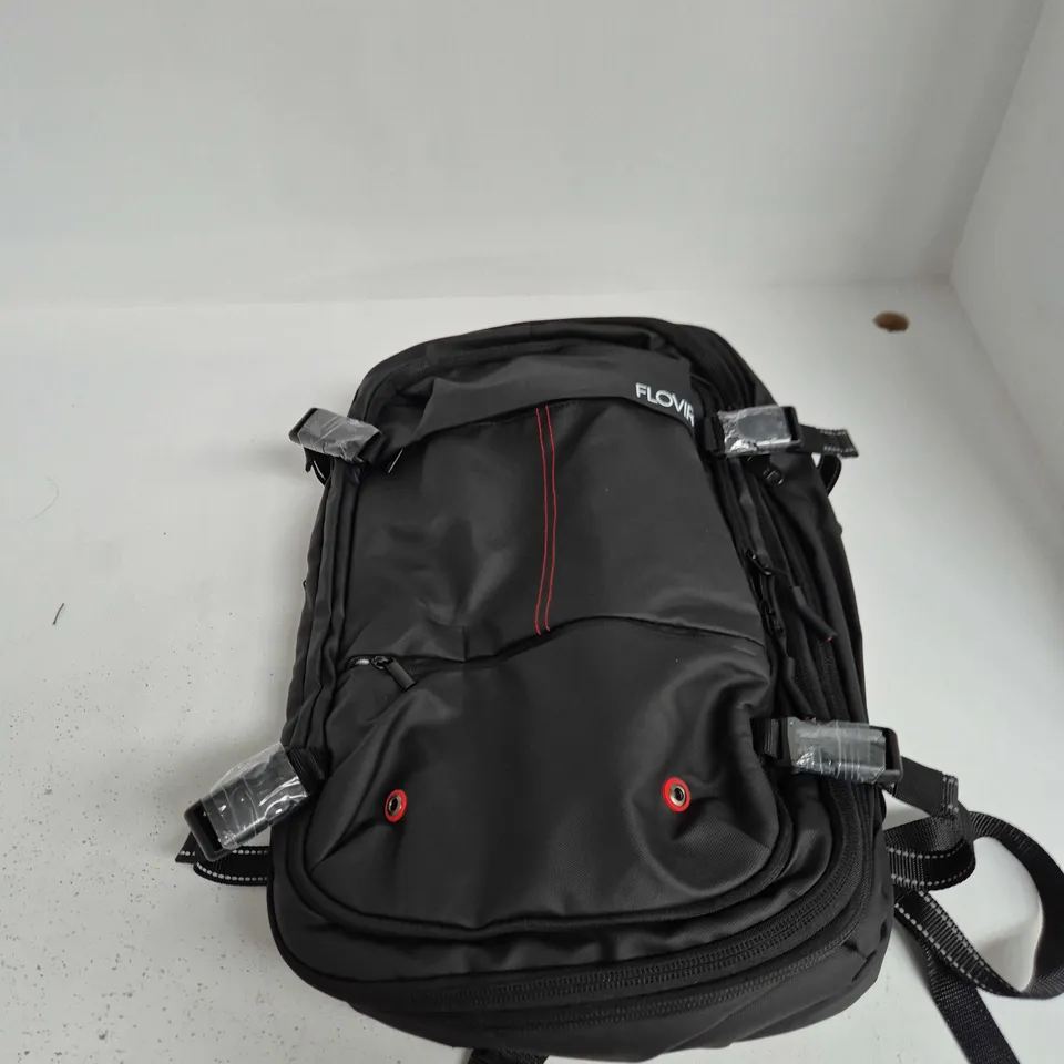 FLOVIR BACKPACK – BLACK WITH RED STITCH DETAIL