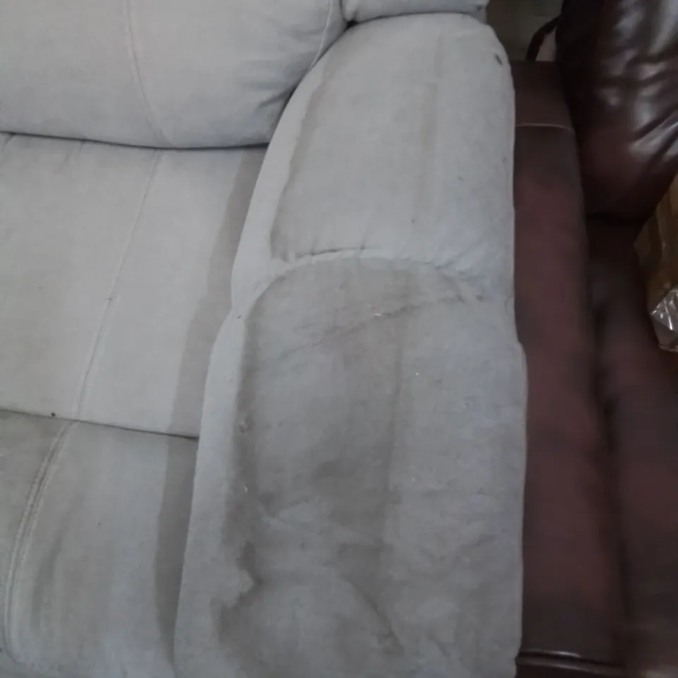 DESIGNER 3-SEATER RECLINER SOFA IN GREY FABRIC 