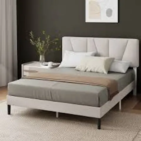 BOXED ANNJEANETTE ASYMMETRIC UPHOLSTERED PLATFORM BED - DOUBLE (1 BOX)