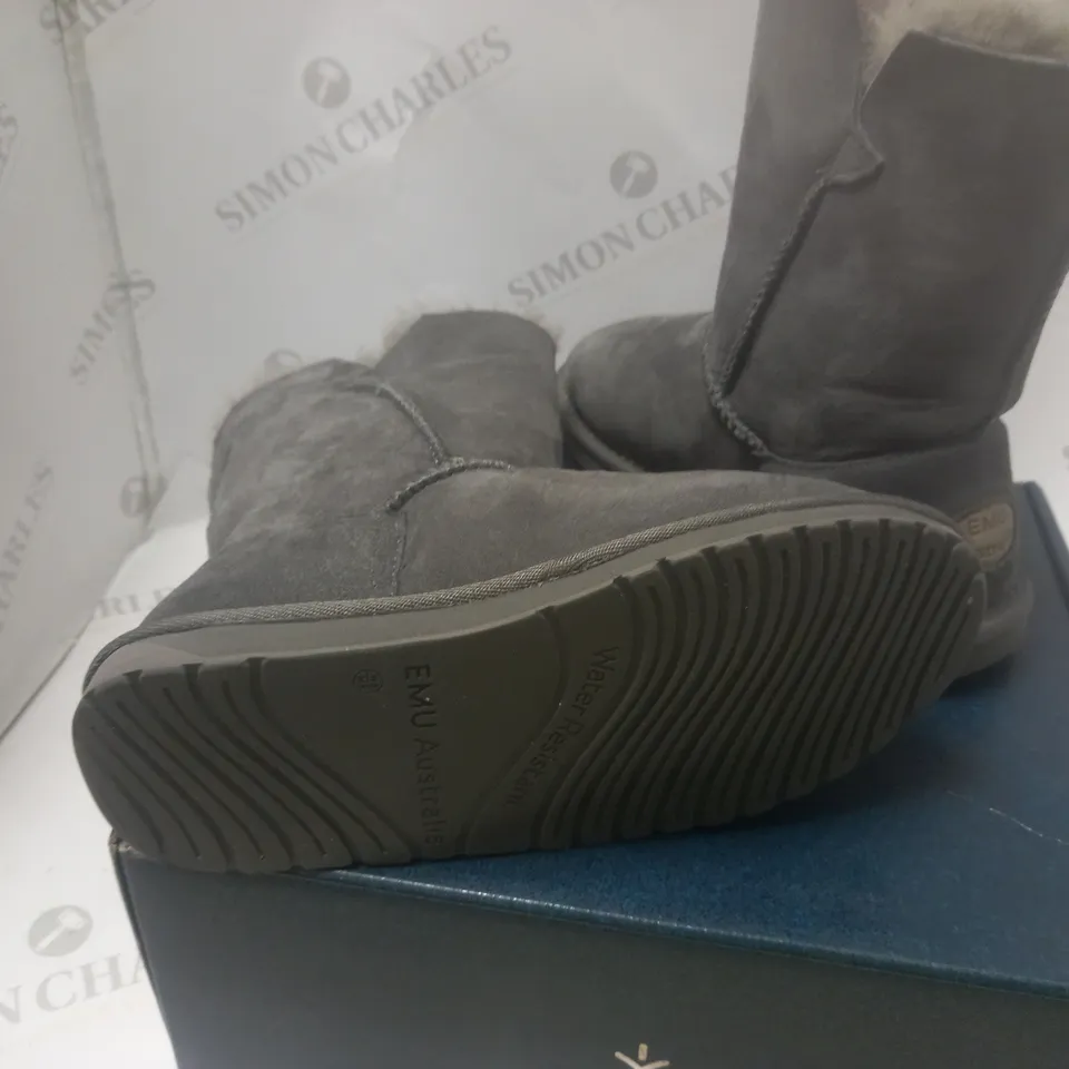 BOXED ANKAA CHARCOAL WATER RESISTANT BOOTS - SIZE 6