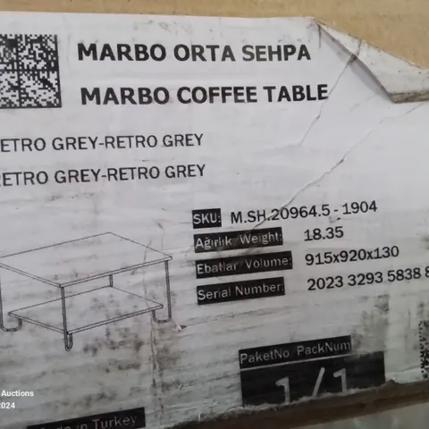 BOXED MARBO COFFEE TABLE IN RETRO GREY