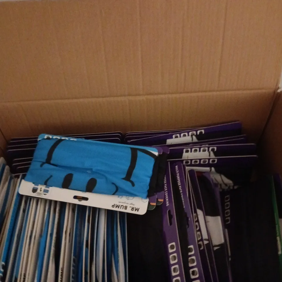 BOX OF APPROXIMATELY 20 ASSORTED MULTI PURPOSE FACE COVERINGS