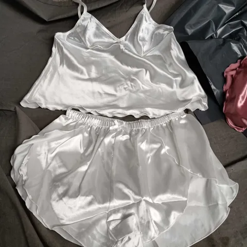 WHITE SATIN CAMISOLE & SHORTS SLEEP SET (WOMEN'S) M
