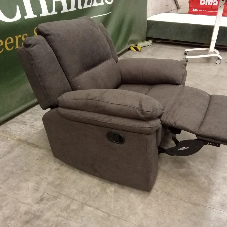 ALBION FABRIC HIGH BACK MANUAL RECLINER ARMCHAIR - CHARCOAL RRP £479