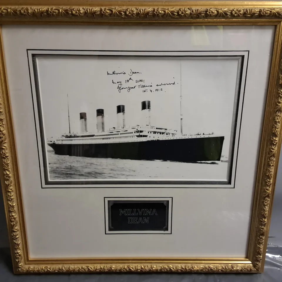 TITANIC THEMED SIGNED PICTURE IN DECORATIVE FRAME