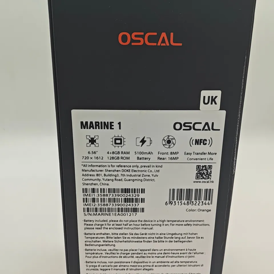 BOXED OSCAL MARINE 1 128GB IN ORANGE