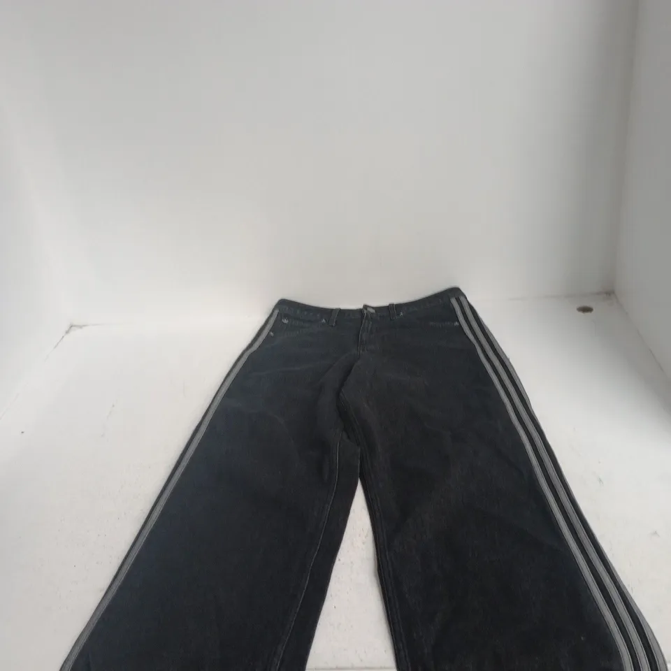ADIDAS FIREBIRD TRACK PANTS BLACK – MEN'S DENIM-STYLE WITH SIDE STRIPES, UK 28 X 32
