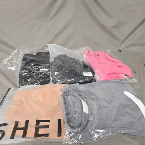 LARGE BOX OF APPROXIMATELY 20 ASSORTED CLOTHING ITEMS IN VARIOUS SIZES, STYLES AND COLOUR