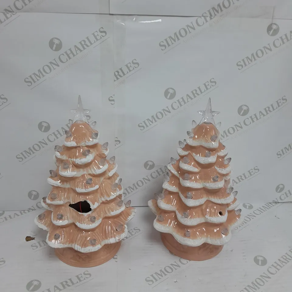 MR CHRISTMAS 12" GLITTER SNOWY NOSTALGIC TREES - DUSTY PINK