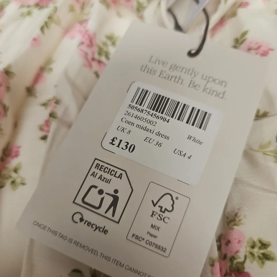 NOBODY'S CHILD COEN MIDAXI DRESS – WHITE FLORAL - SIZE 8