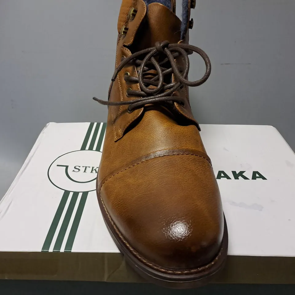 BOXED STK TOP STAKA BROWN BOOT FLEECE LINED - SIZE 46 