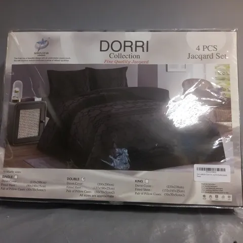 MOON STAR DORRI COLLECTION 4 PCS JACQARDD SET IN BLACK - DOUBLE