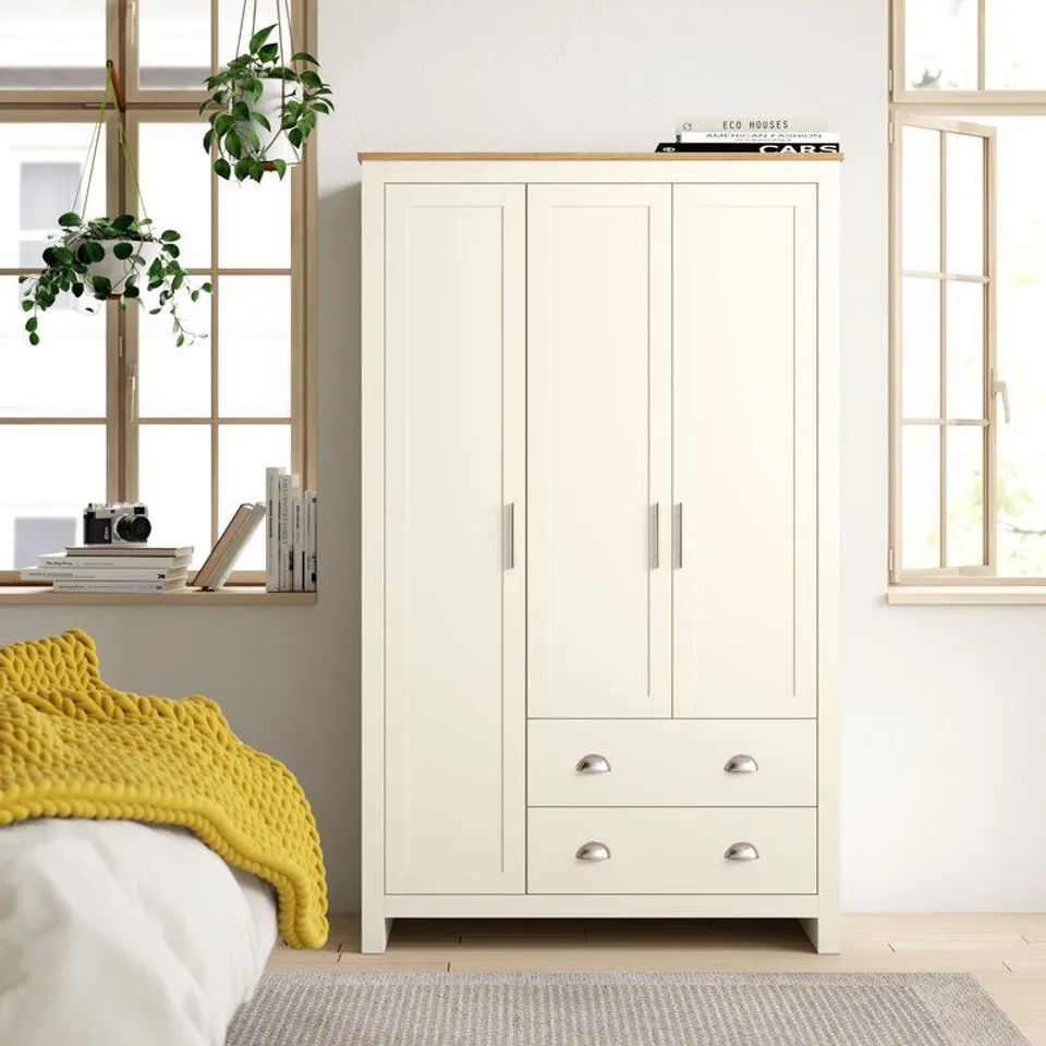 BOXED LORETTA 3 DOOR WARDROBE - CREAM (2 BOXES)