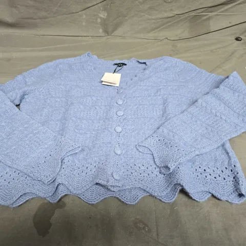 NOBODYS CHILD POINTELLE STITCH V NECK CARDIGAN - SIZE M