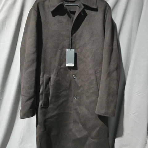 MASSIMO DUTTI BROWN WOOL OVERCOAT SIZE SMALL