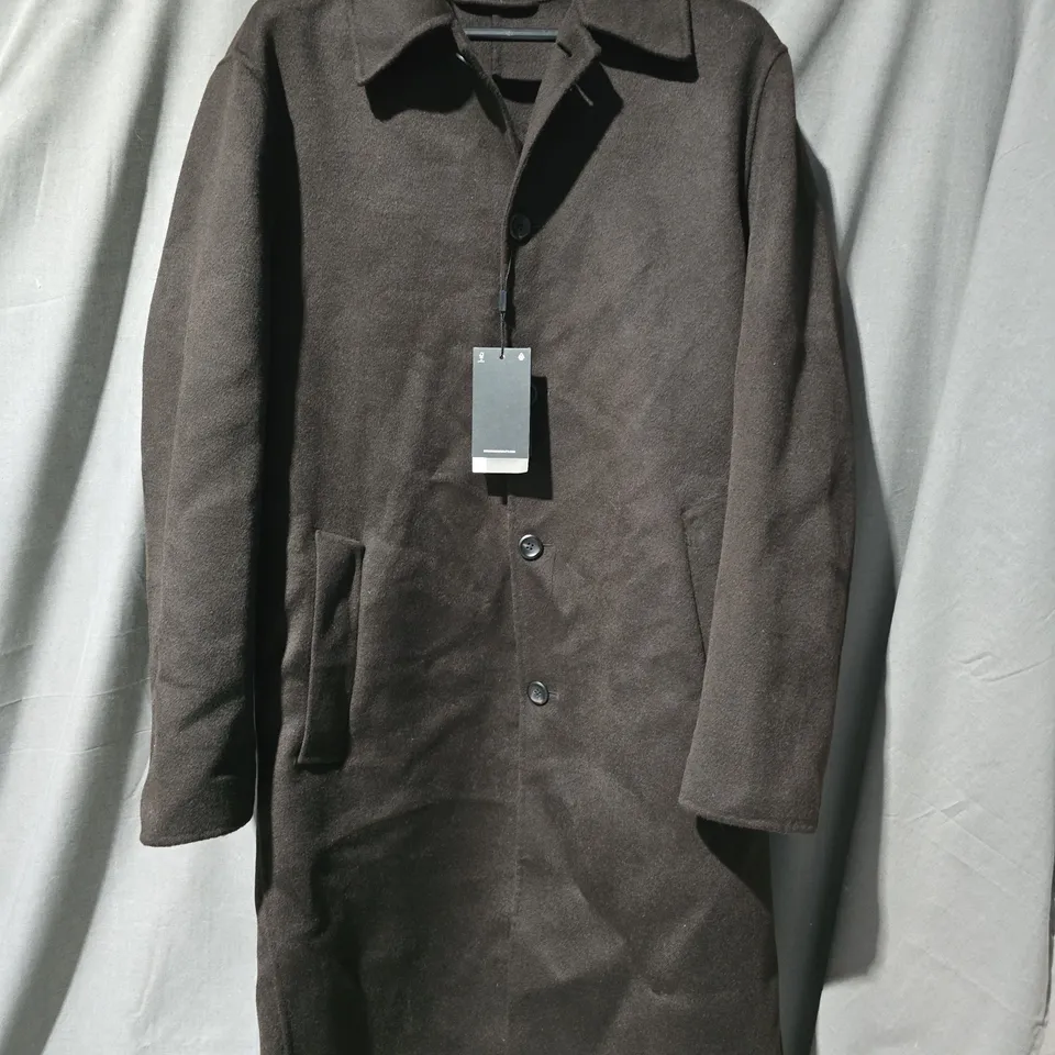 MASSIMO DUTTI BROWN WOOL OVERCOAT SIZE SMALL