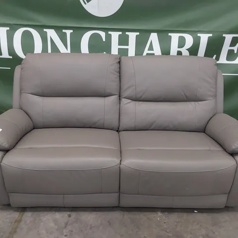 DESIGNER SIENNA MANUAL RECLINING THREE SEATER SOFA GREY LEATHER