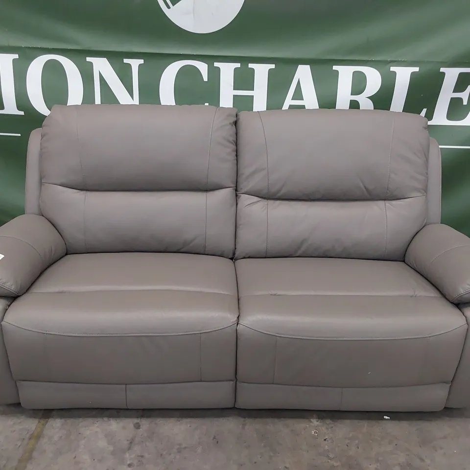DESIGNER SIENNA MANUAL RECLINING THREE SEATER SOFA GREY LEATHER 
