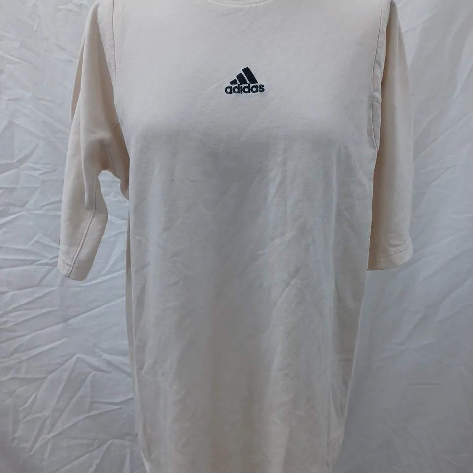 ADIDAS LOGO T-SHIRT, BEIGE - SIZE UK M