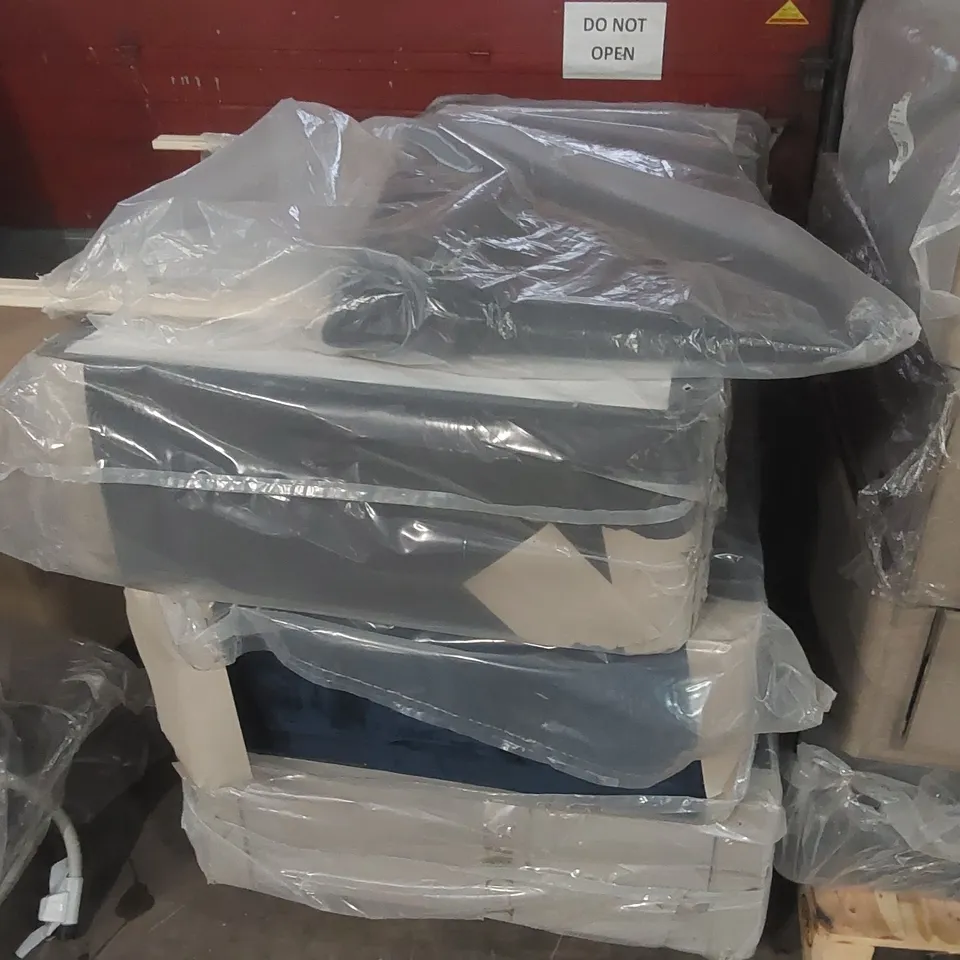 PALLET CONTAINING 3 ASSORTED DIVAN BASE PARTS AND 1 HEADBOARD 