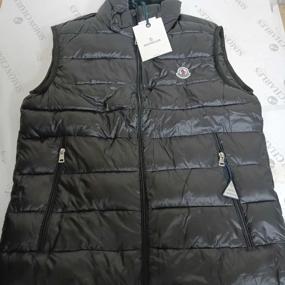 MONCLER BLACK PADDED JACKET GILET - LARGE