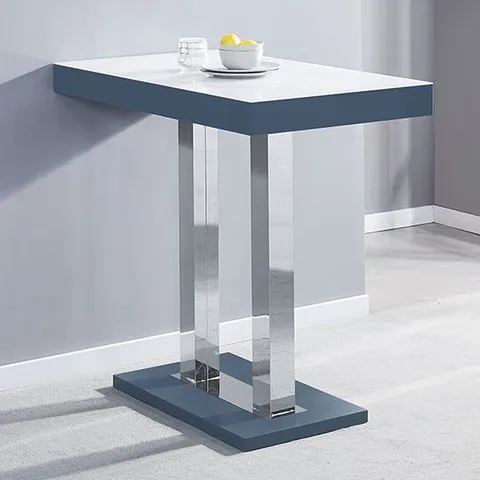 BOXED CAPRICE WHITE WITH GREY GLASS BAR TABLE (2 BOXES)