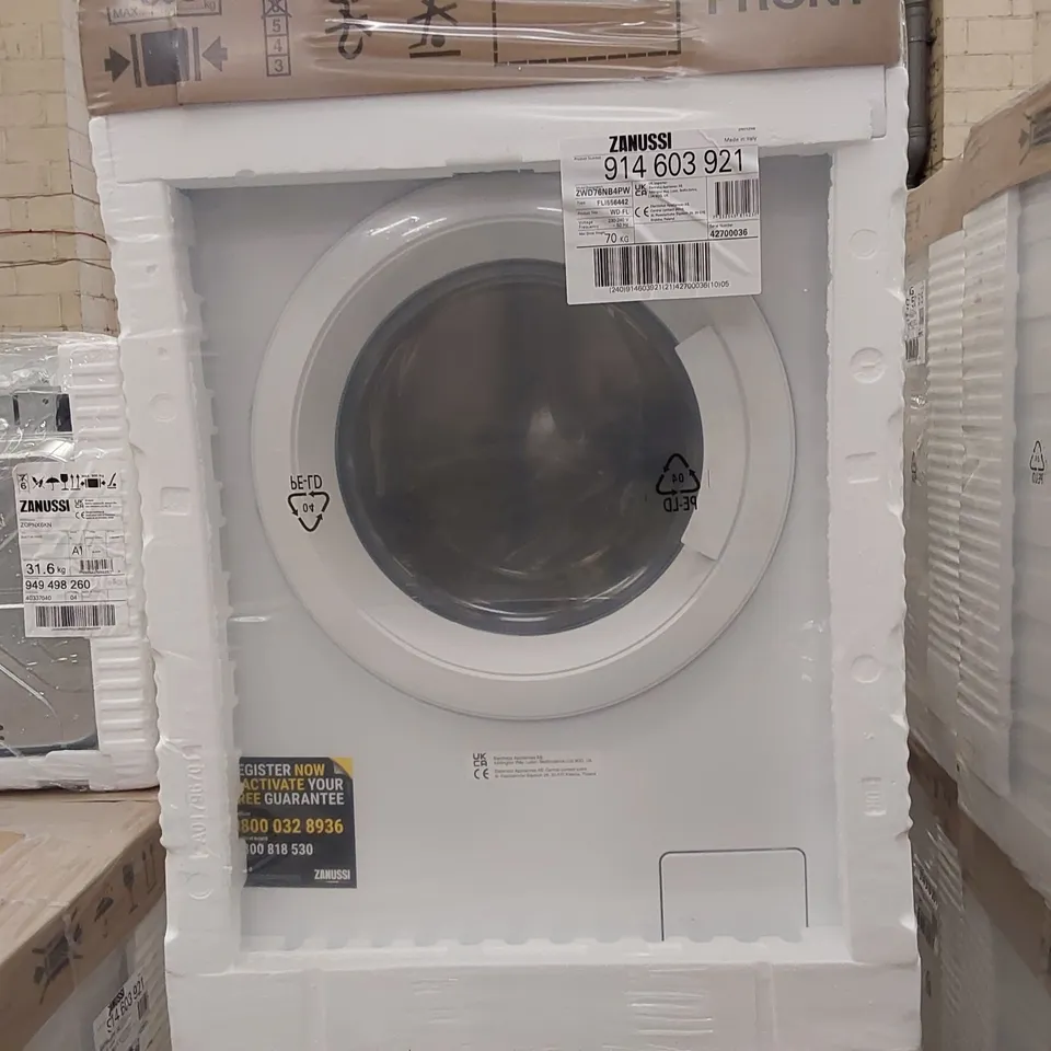 ZANUSSI FREESTANDING 7KG / 4KG WASHER DRYER WITH 1600 RPM - WHITE - E RATED  Model ZWD76NB4PW RRP £584