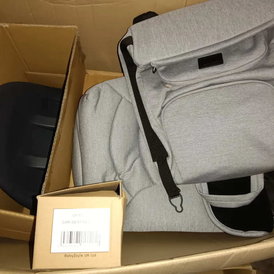 OYSTER 3 CARRY COT AND ACCESSORIES TO INCLUDE BACKPACK AND CAR SEAT ADAPTERS - GREY / 2 BOXES