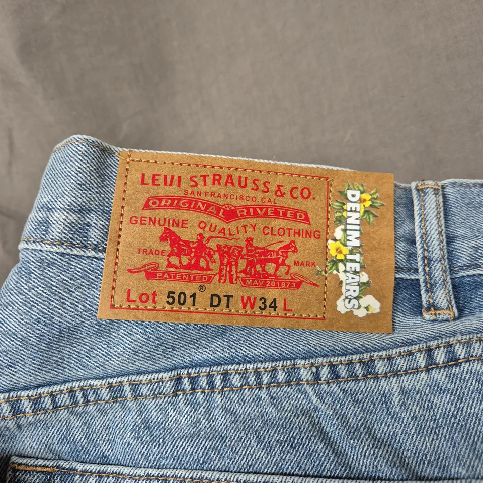 LEVI STRAUSS 501 - DENIM TEARS CASUAL JEANS - SIZE W34