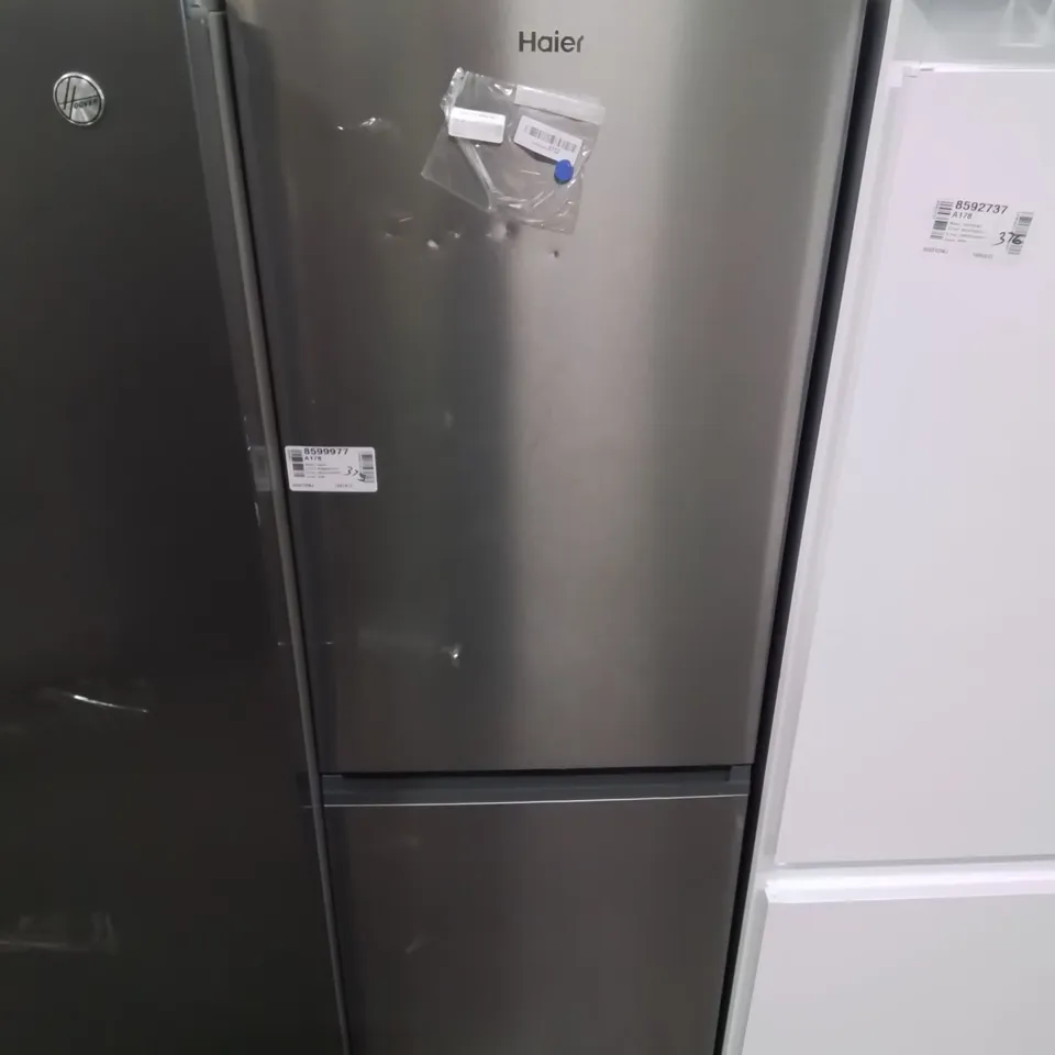 HAIER HDW1618DNPK FREESTANDING FRIDGE FREEZER, 2 DOORS, 341L TOTAL CAPACITY, 60CM WIDE, SILVER [ENERGY CLASS D] [ENERGY CLASS D]