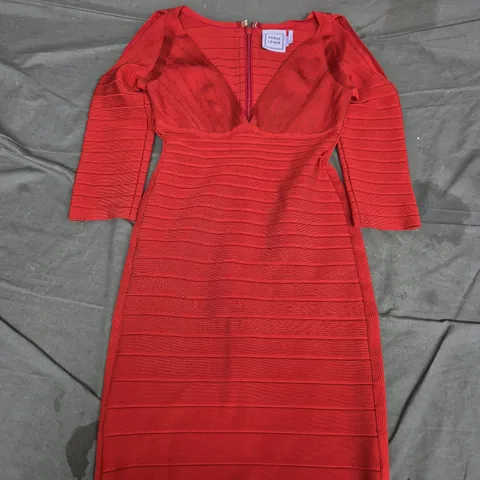 HERVΓ LΓGER RED BANDAGE DRESS β SIZE M