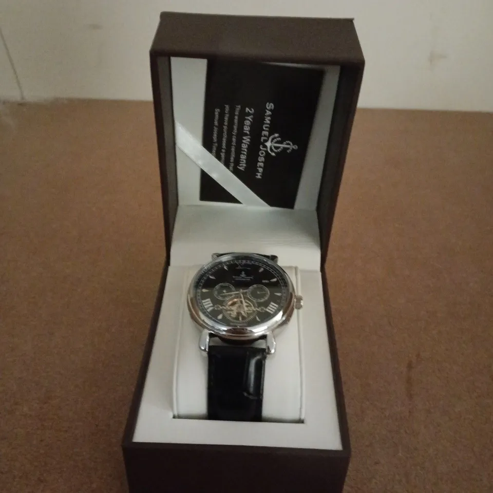 BOXED SAMUEL JOSEPH AUTOMATIC LIMITED EDITION SILVER WATCH
