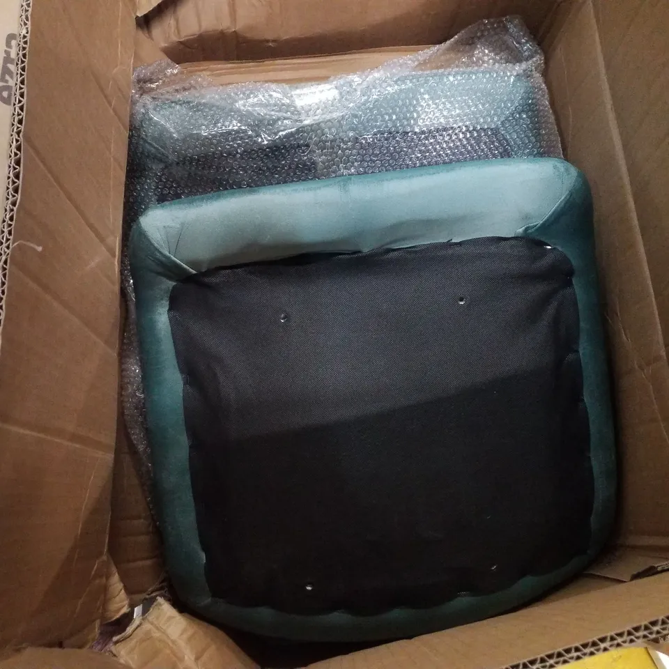 BOXED SET OF 2 GREEN VELVET DINING CHAIRS 