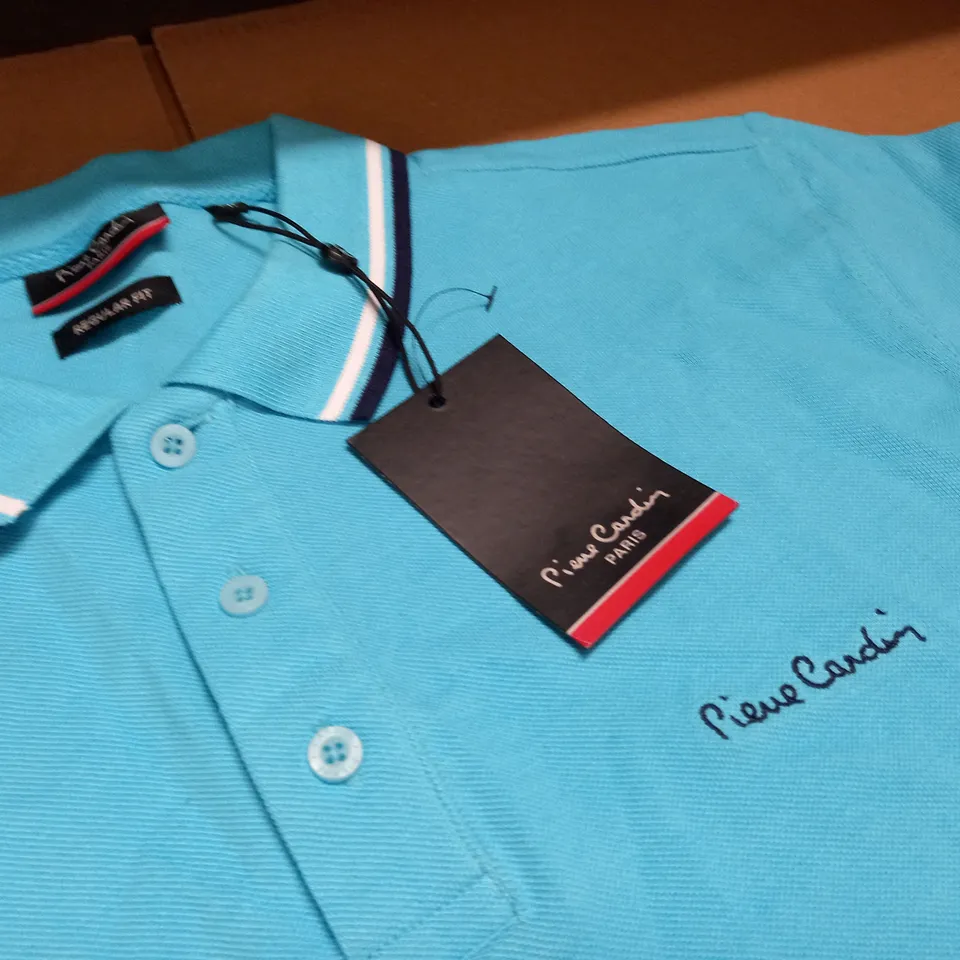PIERRE CARDIN TIPPED POLO IN TOURQUISE - XL