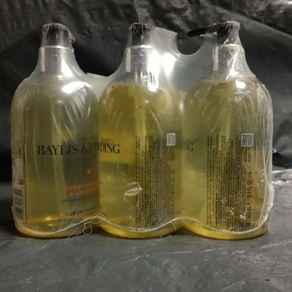 BAYLIS & HARDING SET OF 3 X 500ML SWEET MANDARIN & GRAPEFRUIT HAND WASH