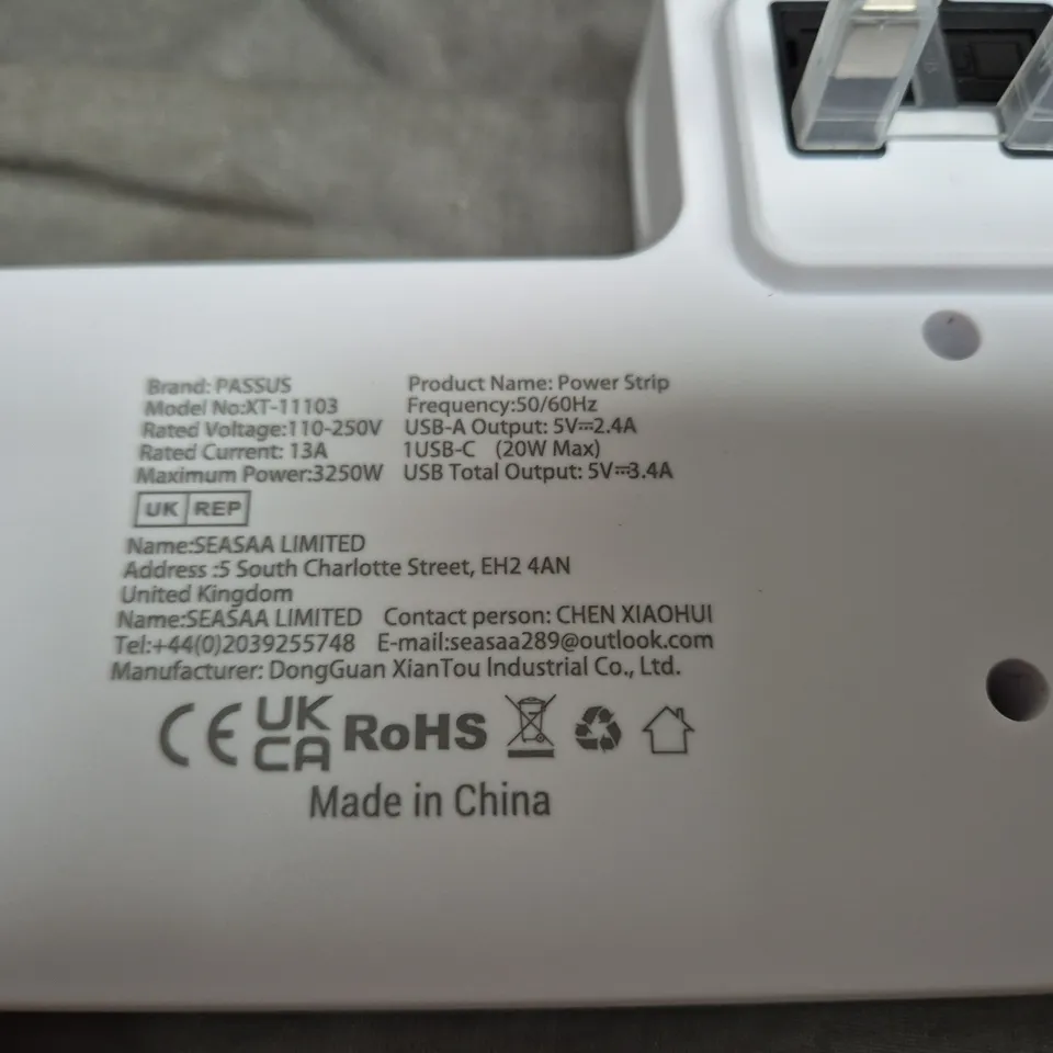 POWER STRIP XT-11103 WITH USB-C & USB-A, UK PLUG – 110–250V