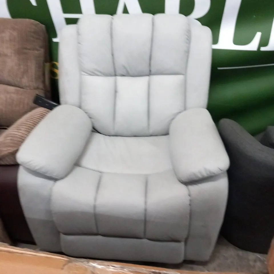 DESIGNER GREY FABRIC RECLINING ARMCHAIR