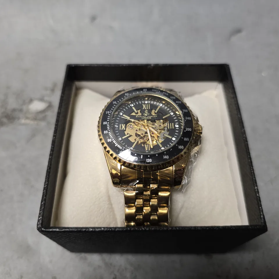 SAMUEL JOSEPH SKELETON MECHANISM EXHIBITION BACK CASE WATCH 