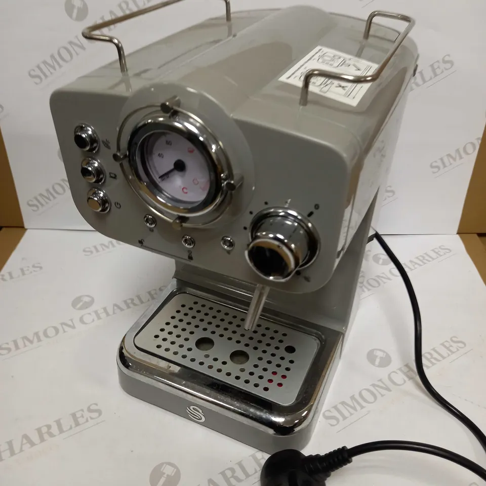 SWAN RETRO PUMP ESPRESSO COFFEE MACHINE - GREY