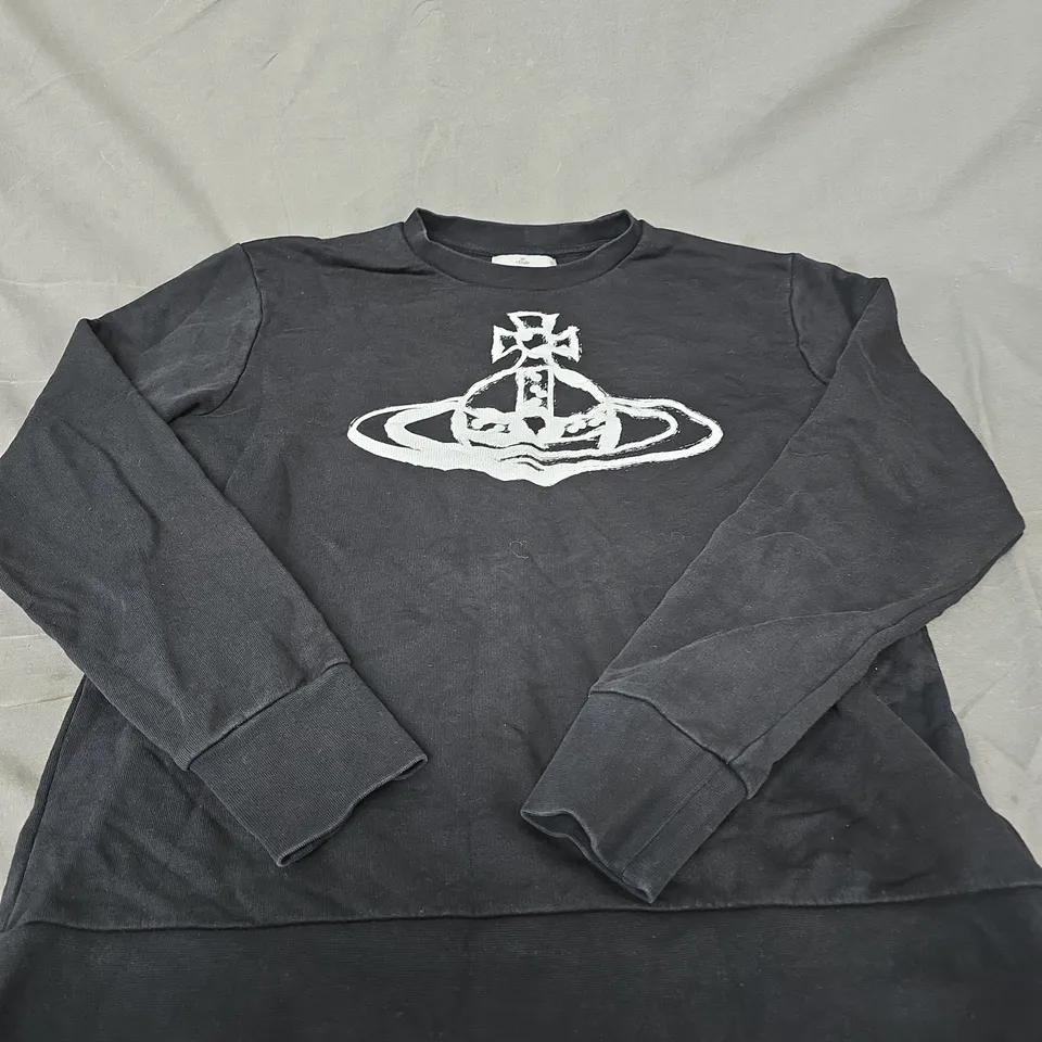 VIVIENNE WESTWOOD UNDERWEAR BLACK SWEATSHIRT WITH ORB LOGO