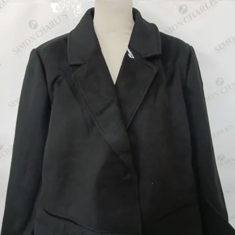 WYNNELAYERS ONE BUTTON MELTON SWING COAT IN BLACK SIZE XL 