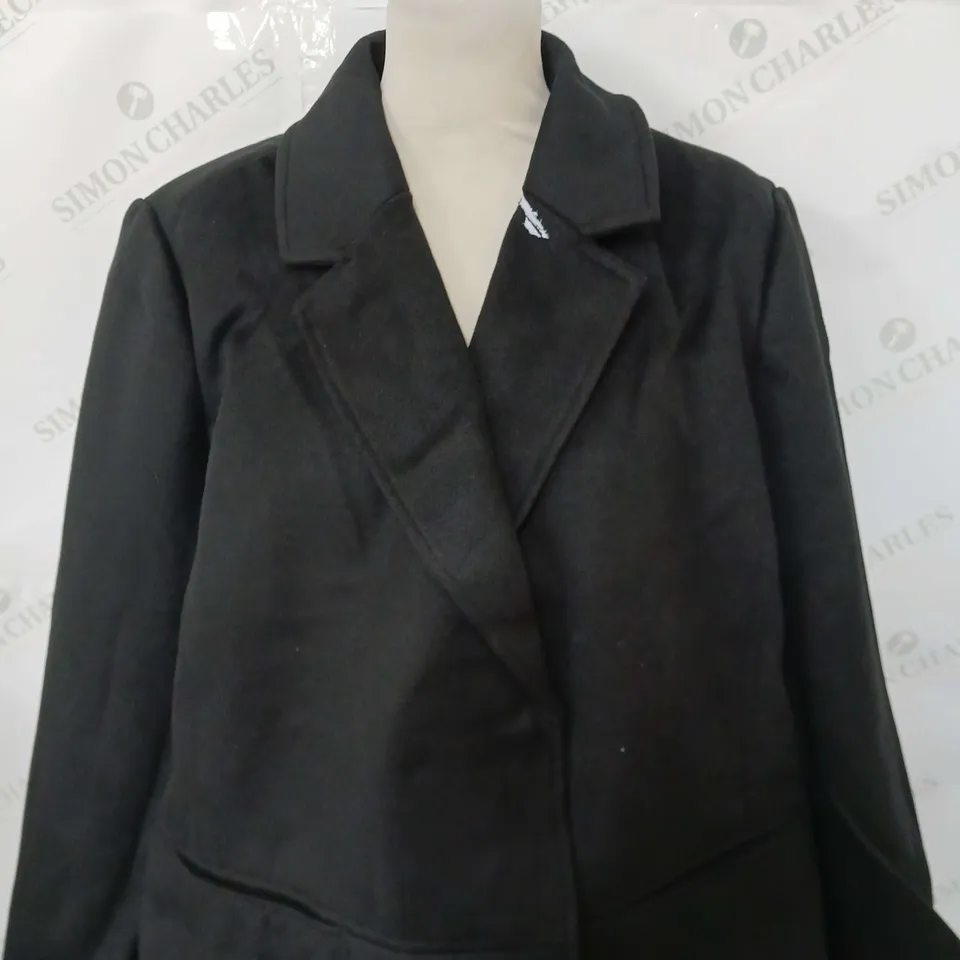 WYNNELAYERS ONE BUTTON MELTON SWING COAT IN BLACK SIZE XL 