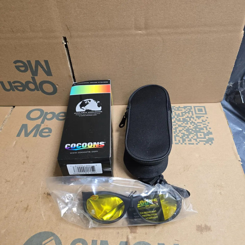 COCOONS LOW VISION FITOVER SUNGLASSES IN CARRY CASE. BOXED