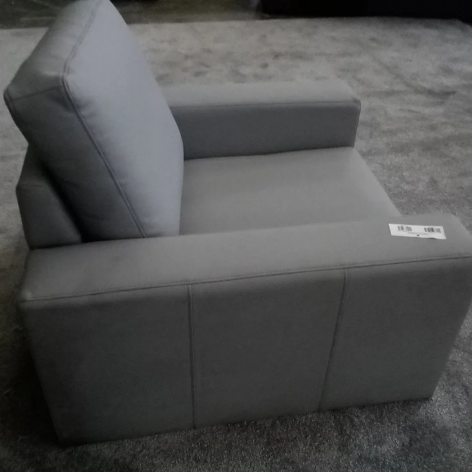 QUALITY DESIGNER ARMCHAIR - GREY LEATHER 