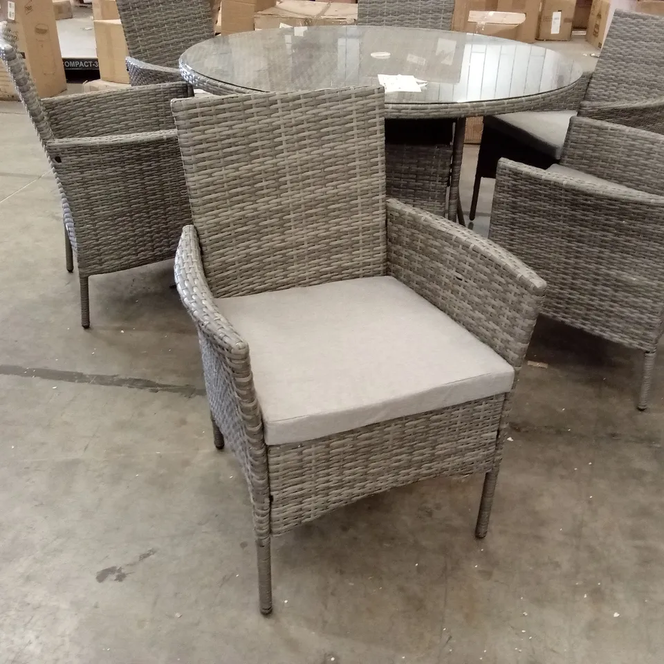 DUBOSE 6 - PERSON WICKER PATIO DINING SET WITH ROUND TABLE RRP £679.99