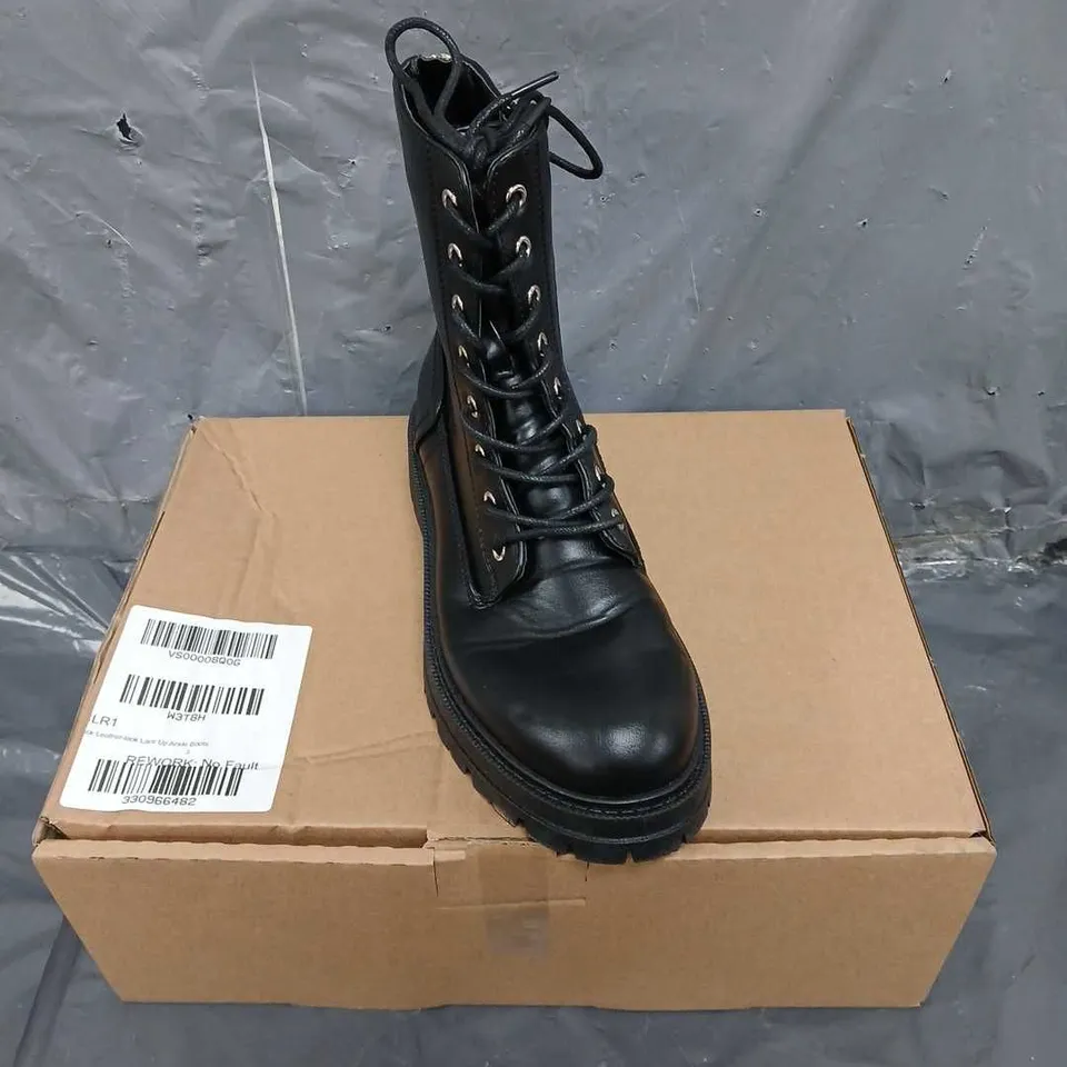 NEW LOOK LEATHER-LOOK LACE UP ANKLE BOOTS IN BLACK SIZE 5