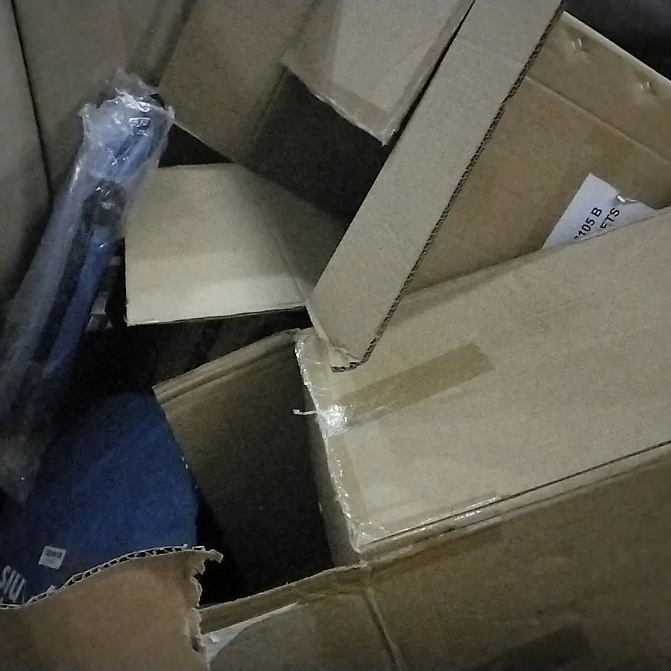 PALLET OF ASSORTED ITEMS INCLUDING ROUND BALLOON ARCH STAND, PVC CLING FILM, L SHAPE RECLINER SOFA COVER, EV CHARGER, KEYBOARD TRAY FOR CHAIR