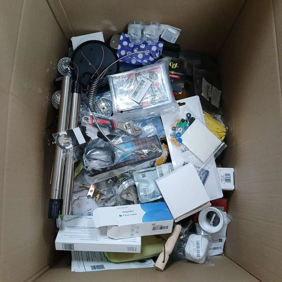 BOX OF ASSORTED ITEMS TO INCLUDE - TOOLS - BOTTLE OPENER - COLLECTION ONLY 