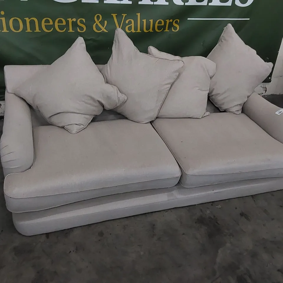 DESIGNER 3 SEATER SOFA IN NATURAL FABRIC